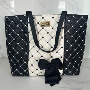 Betsey Johnson Black and White Quilted Tote